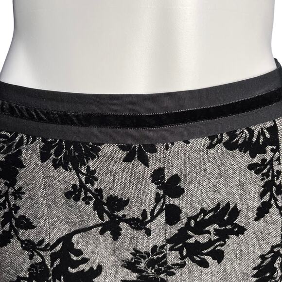 Ann Taylor wool blend grey black tweed floral A line lined skirt size 4 - Picture 5 of 10